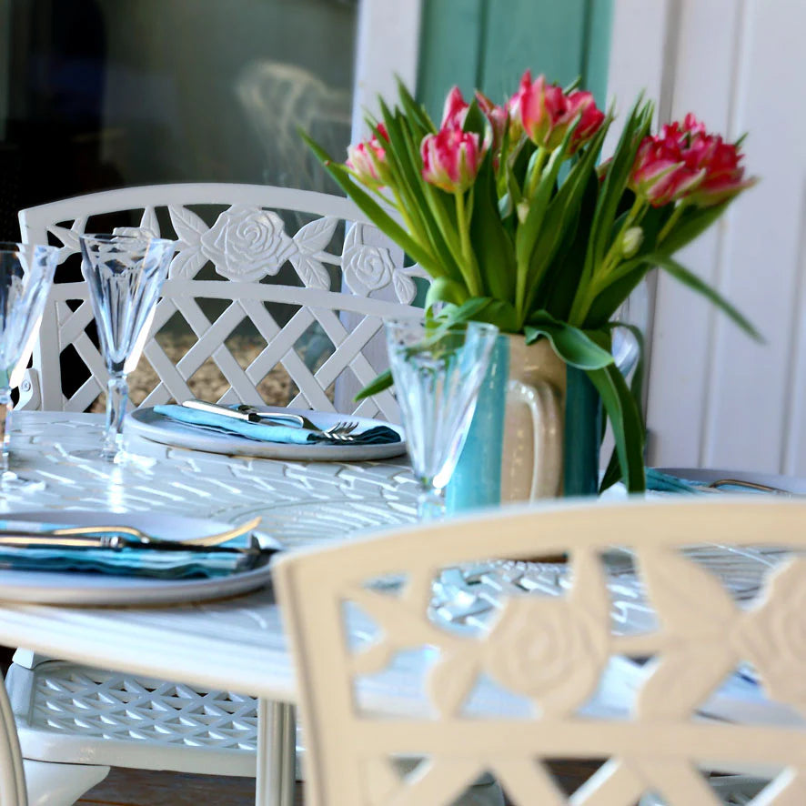 Charlotte Table 6 Seater Set - White