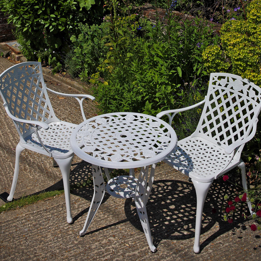 Rose Table Set 2 Seater Set - White