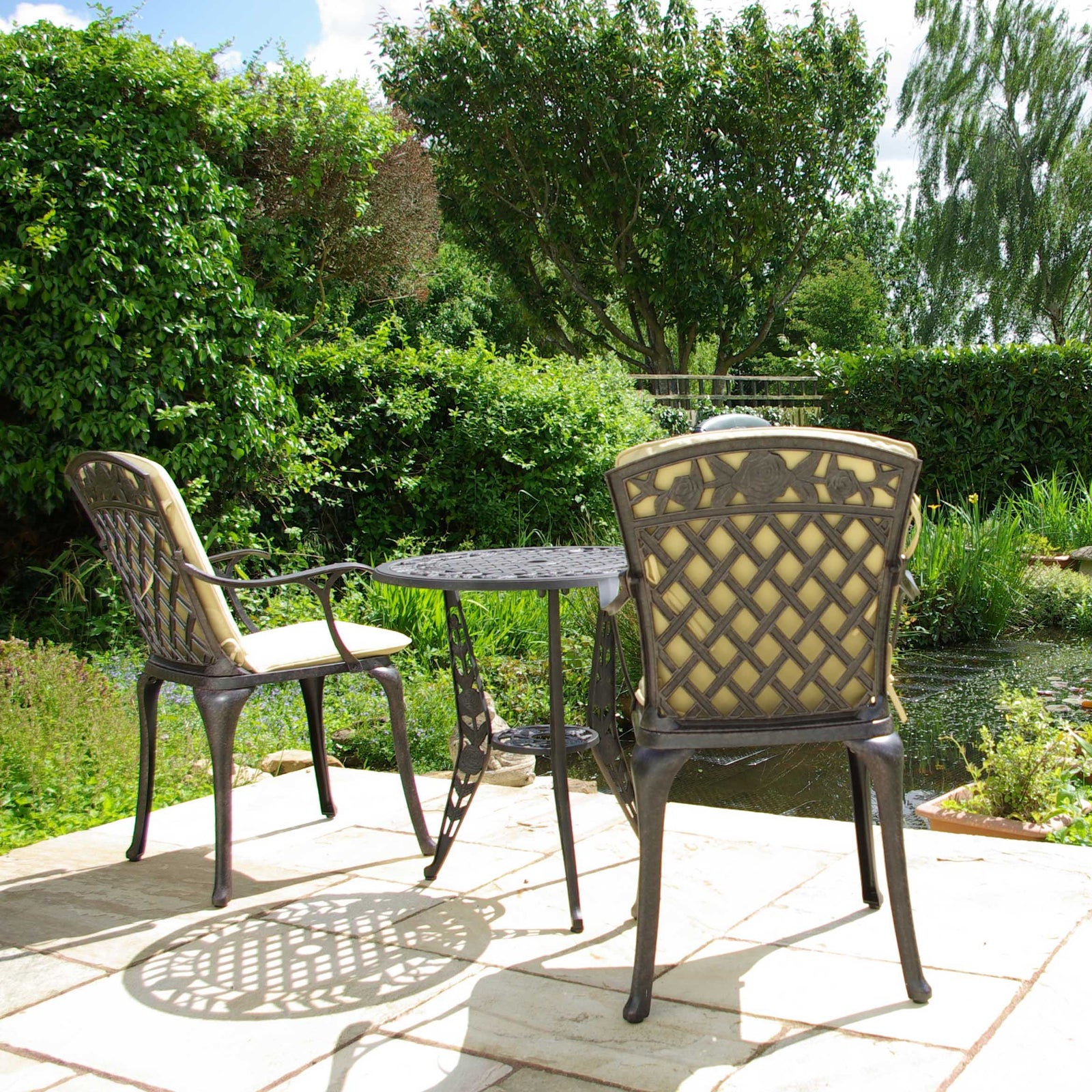 Rose Table 2 Seater Set - Antique Bronze