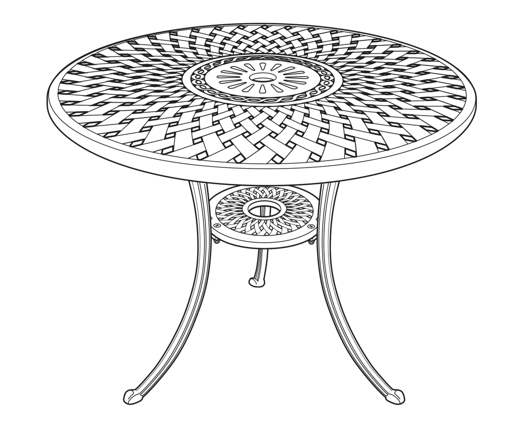 Mia Round Garden Table Technical Illustration