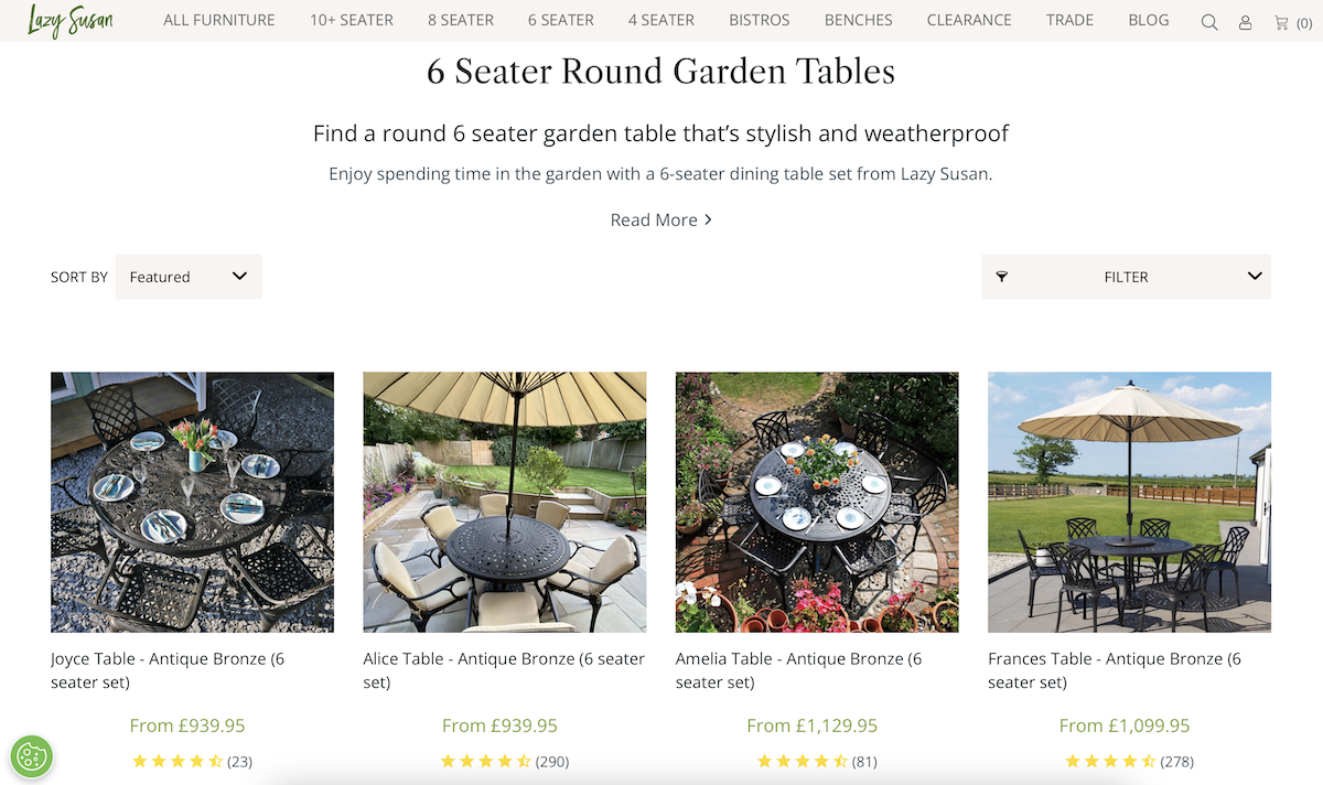 Shop our 6-Seater Round Garden Table Sets
