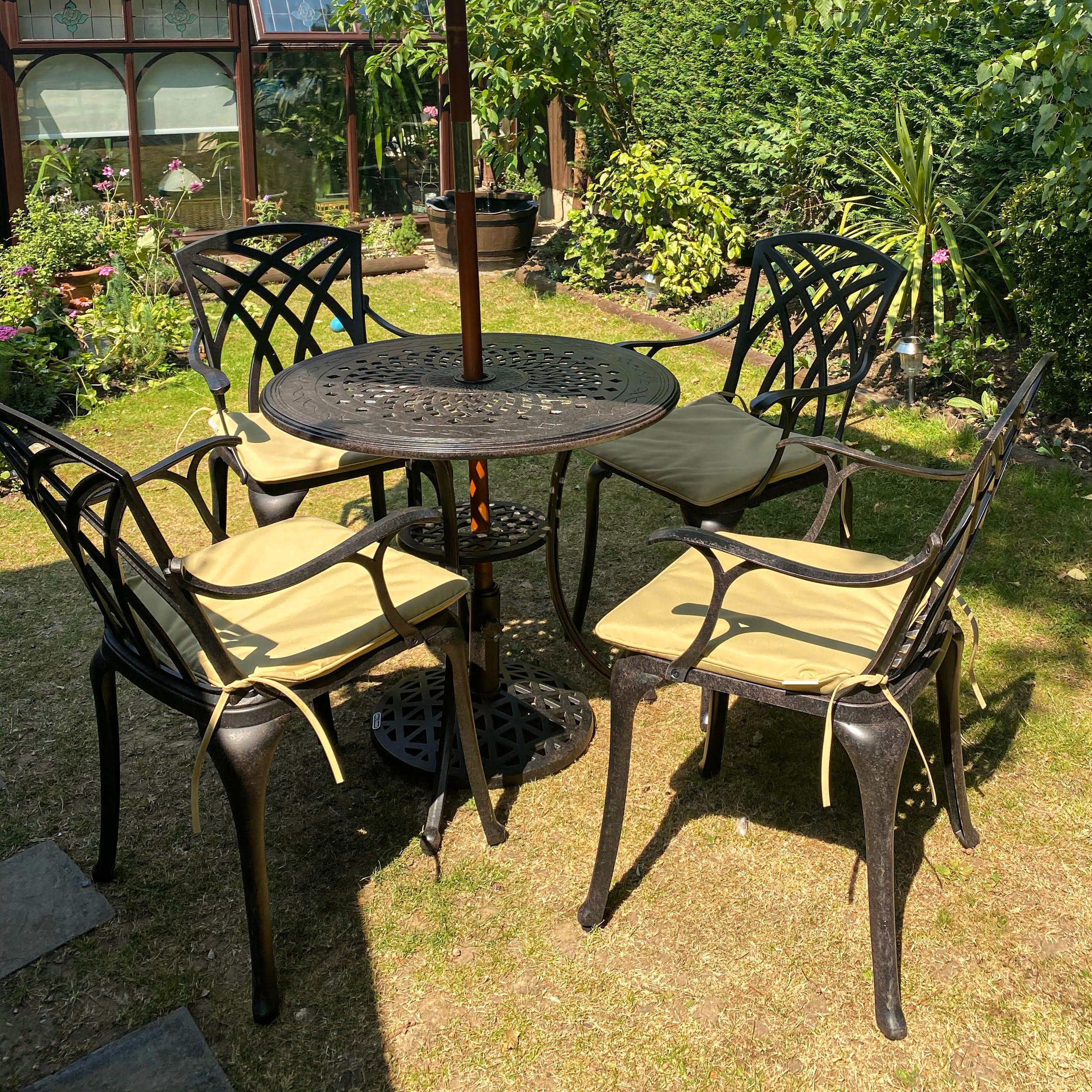Small Bronze Anna - Chairs Patio | 4 Susan & Table Set Lazy