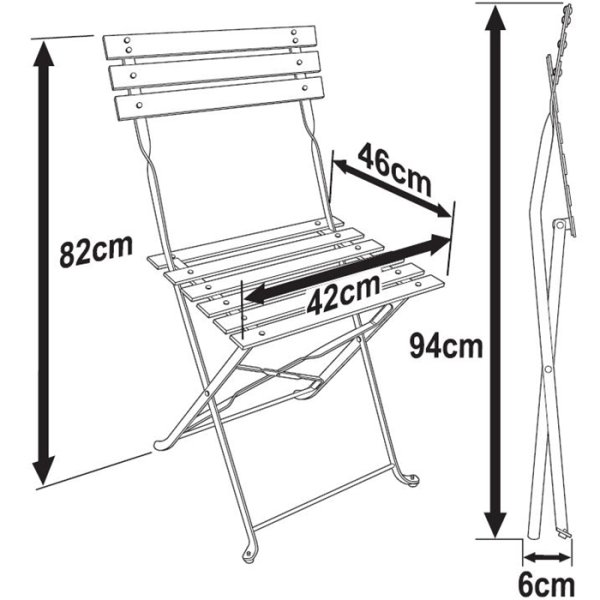 Alessia Bistro Chair Dimensions Diagram
