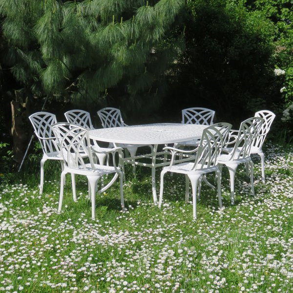 Catherine Table - White (8 seater set)