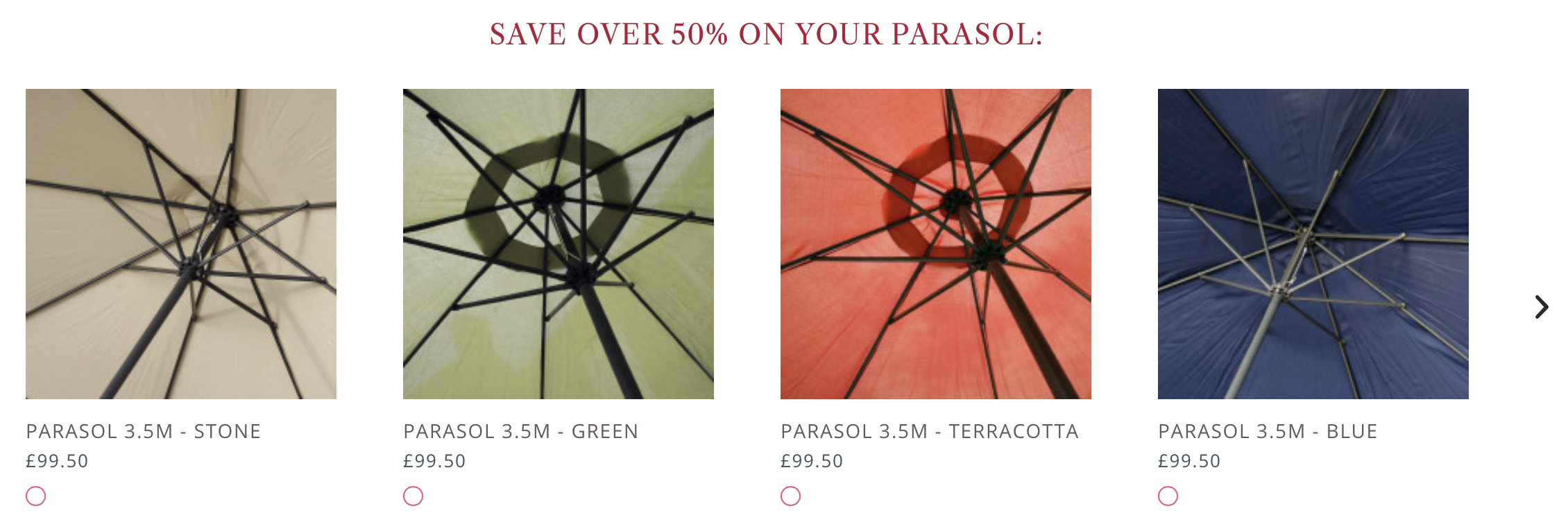 Parasol Options with Victoria Garden Set