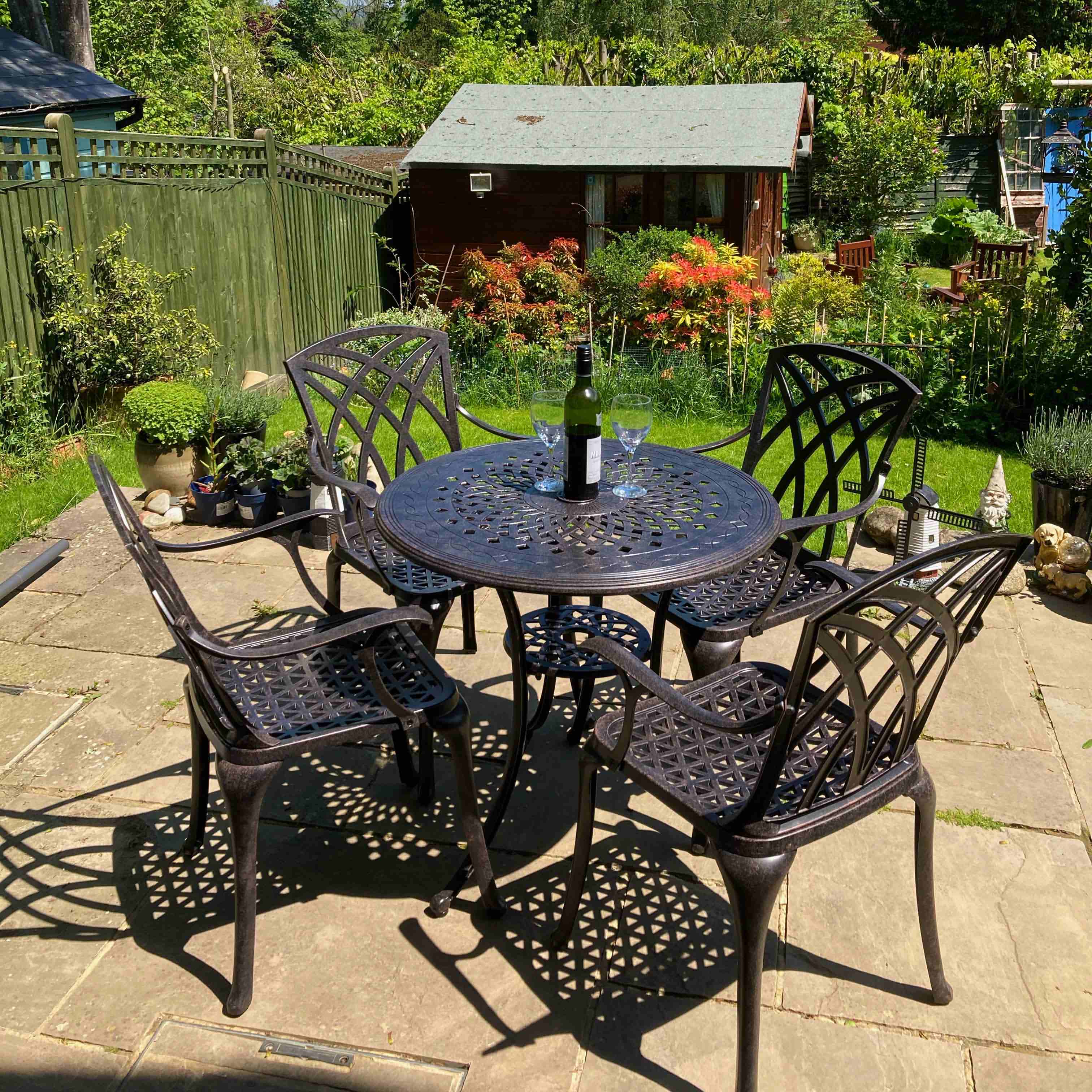 Anna Small Patio Table Set & 4 Chairs - Bronze | Lazy Susan