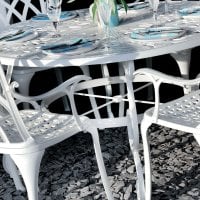 Preview: White 135cm Metal Garden table set 1