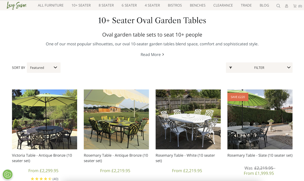 10 Seater Oval Garden Tables