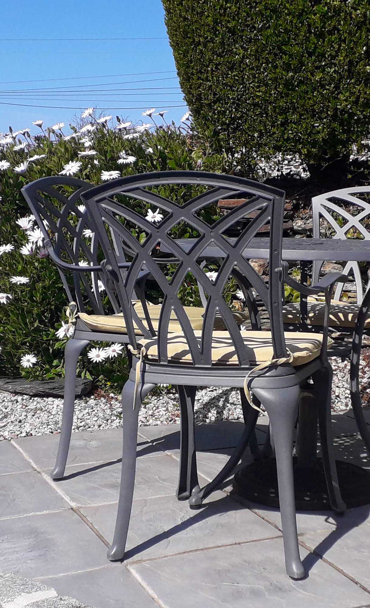 Is metal garden furniture good for brick, paved or flagstone patios such as our Mia?