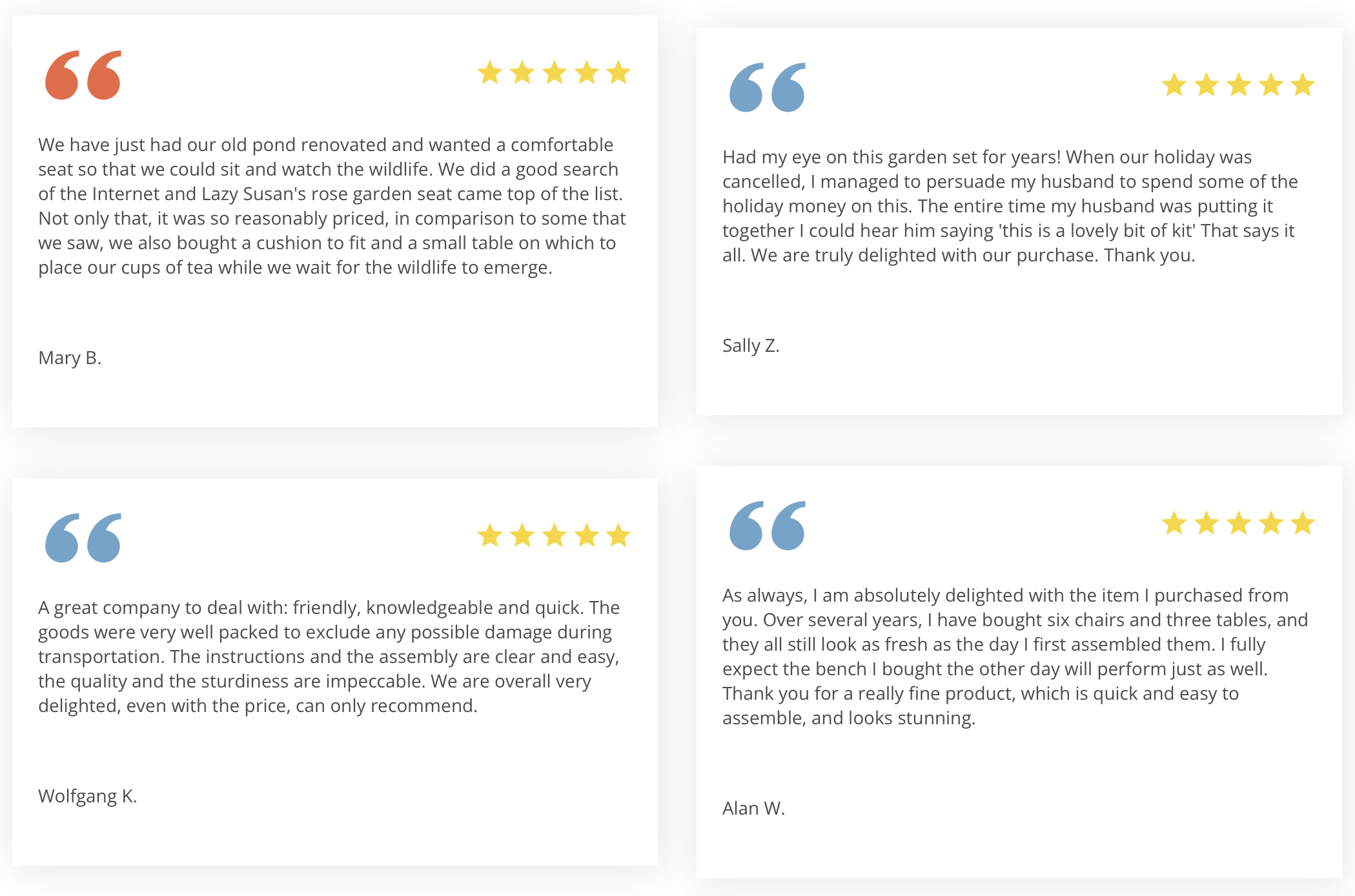 What our customers are saying about our Garden Benches