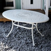 Preview: White 4 seater Oval Garden Table Set 10