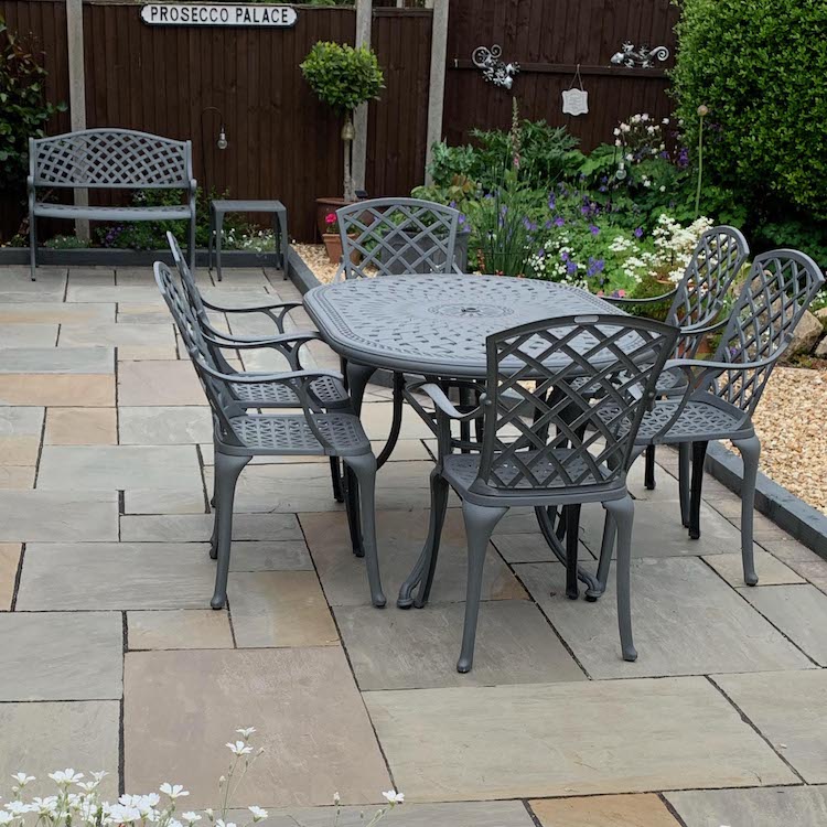 June Oval Garden Table in Slate Grey