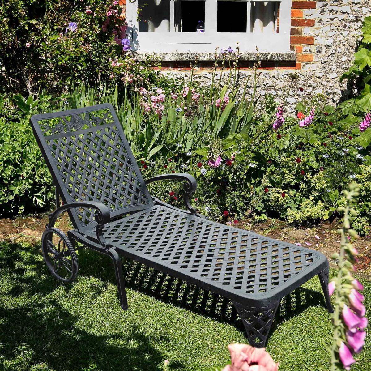 Rose Lounger in Antique Bronze, Slate Grey & White