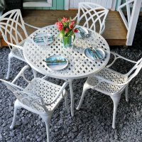 Preview: White 4 seater aluminium garden furniture set 1