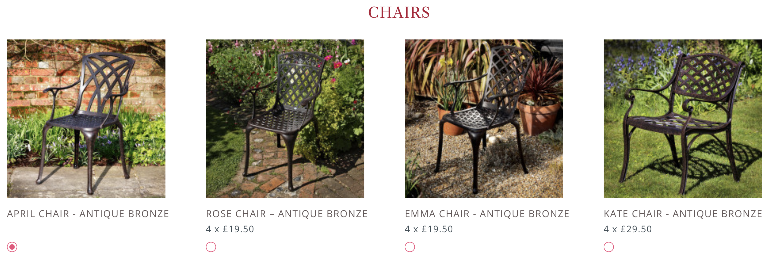 Alice Garden Chair Options & Upgrades
