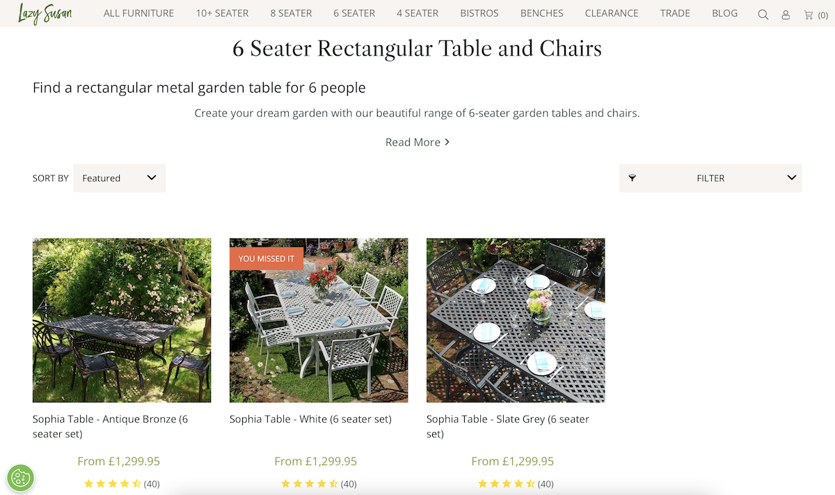 Shop our 6-Seater Rectangular Garden Table Sets