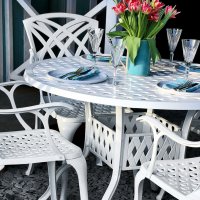 Preview: White 4 seater aluminium garden furniture set 4