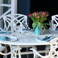 Preview: White 4 seater Oval Garden Table Set 9