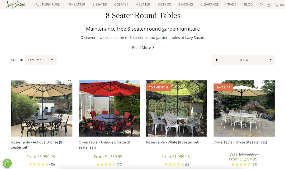 Shop our 8-Seater Round Garden Table Sets