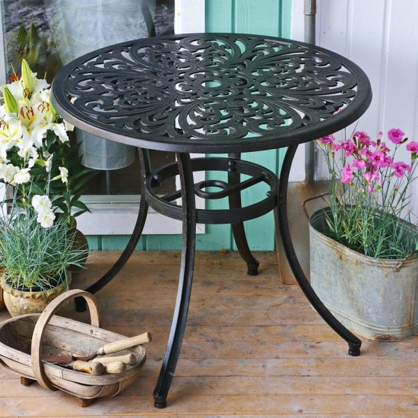 Jill 85cm Round Metal Bistro Table, Small Round Garden Table And 2 Chairs