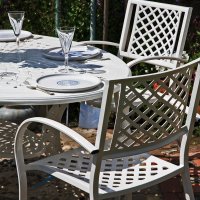Preview: Charlotte white 6 seater oval garden table set 1