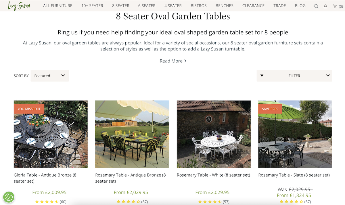 Shop our 8-Seater Oval Garden Table Sets