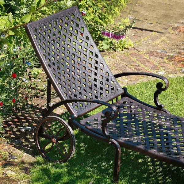 Antique Bronze Garden Sun Lounger, Suns Outdoor Furniture Plymouth