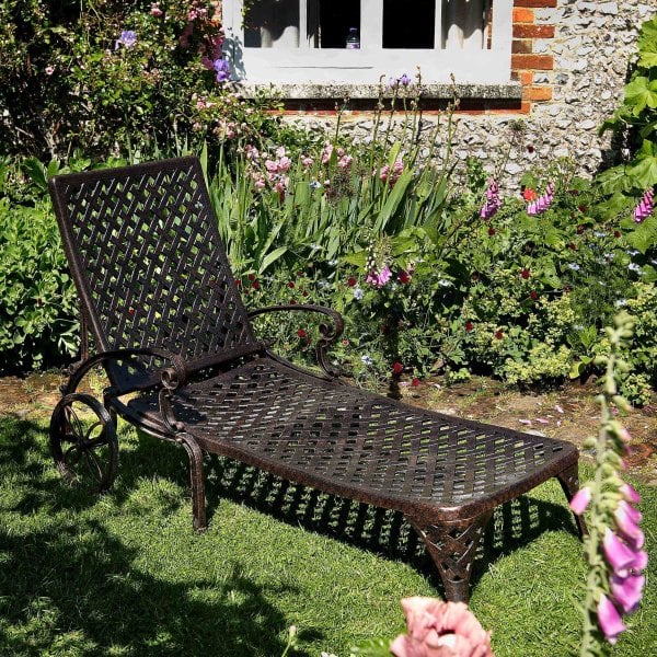 Antique Bronze Garden Sun Lounger, Suns Outdoor Furniture Plymouth