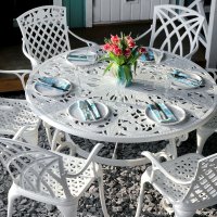 Preview: White 135cm Metal Garden 6 seater furniture 2