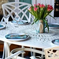 Preview: White 4 seater Oval Garden Table Set 11
