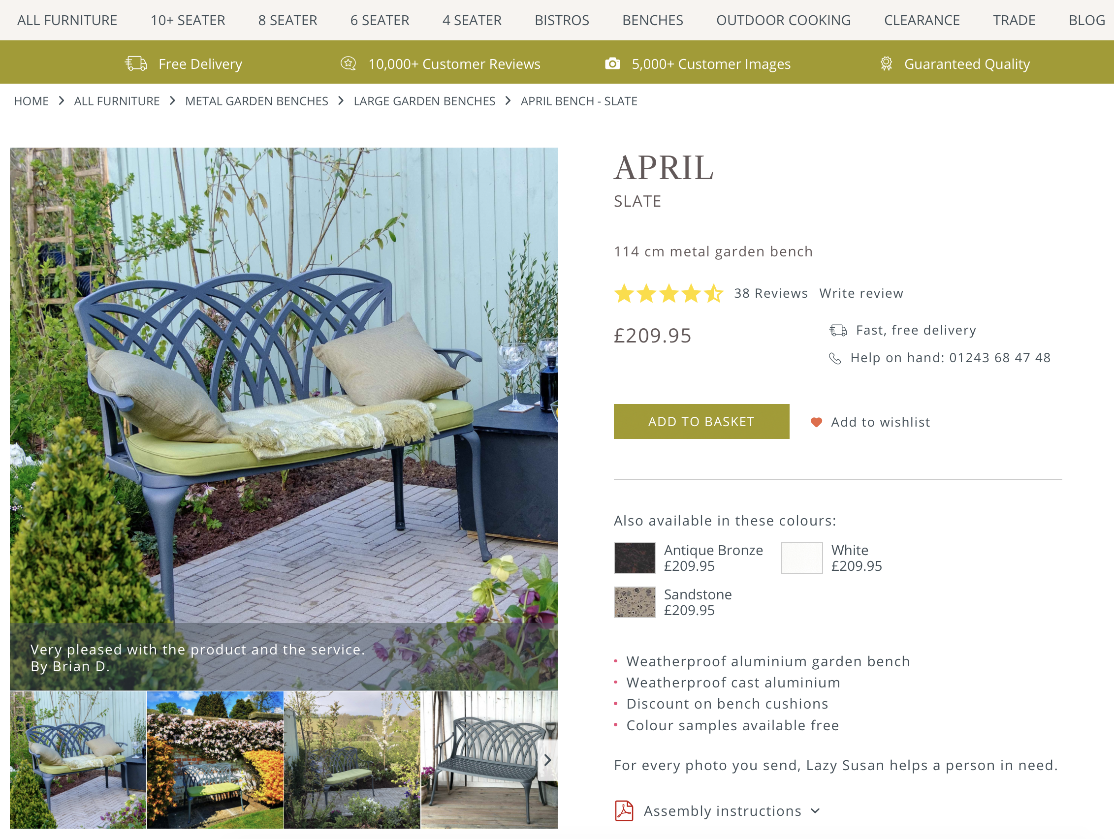 April Garden Bench Product Page