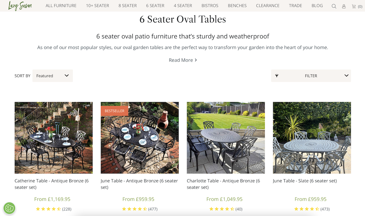 6-Seater Oval Garden Tables
