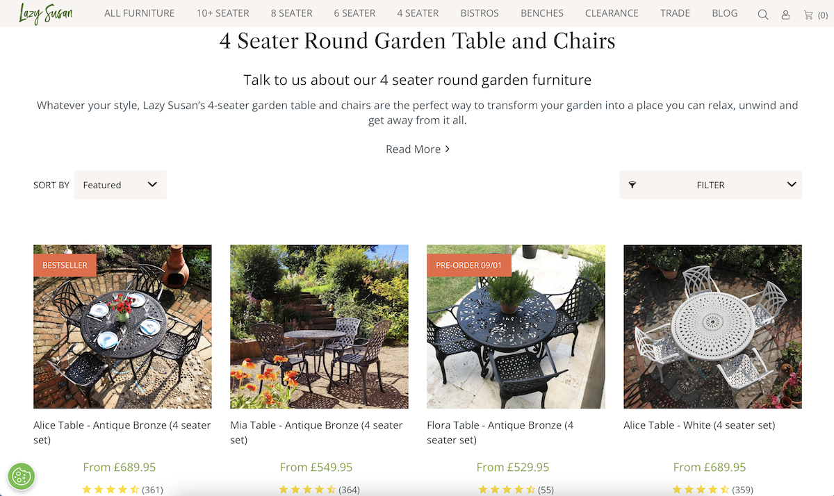 Shop our 4-Seater Round Garden Table Sets