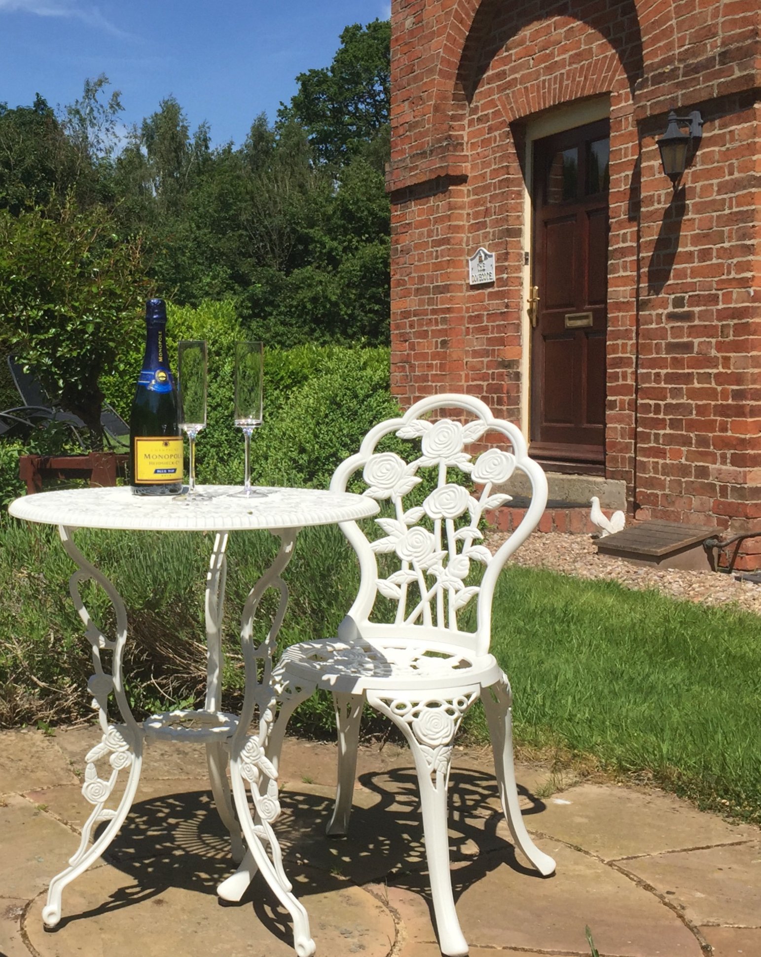Wine at a Lazy Susan Garden Table