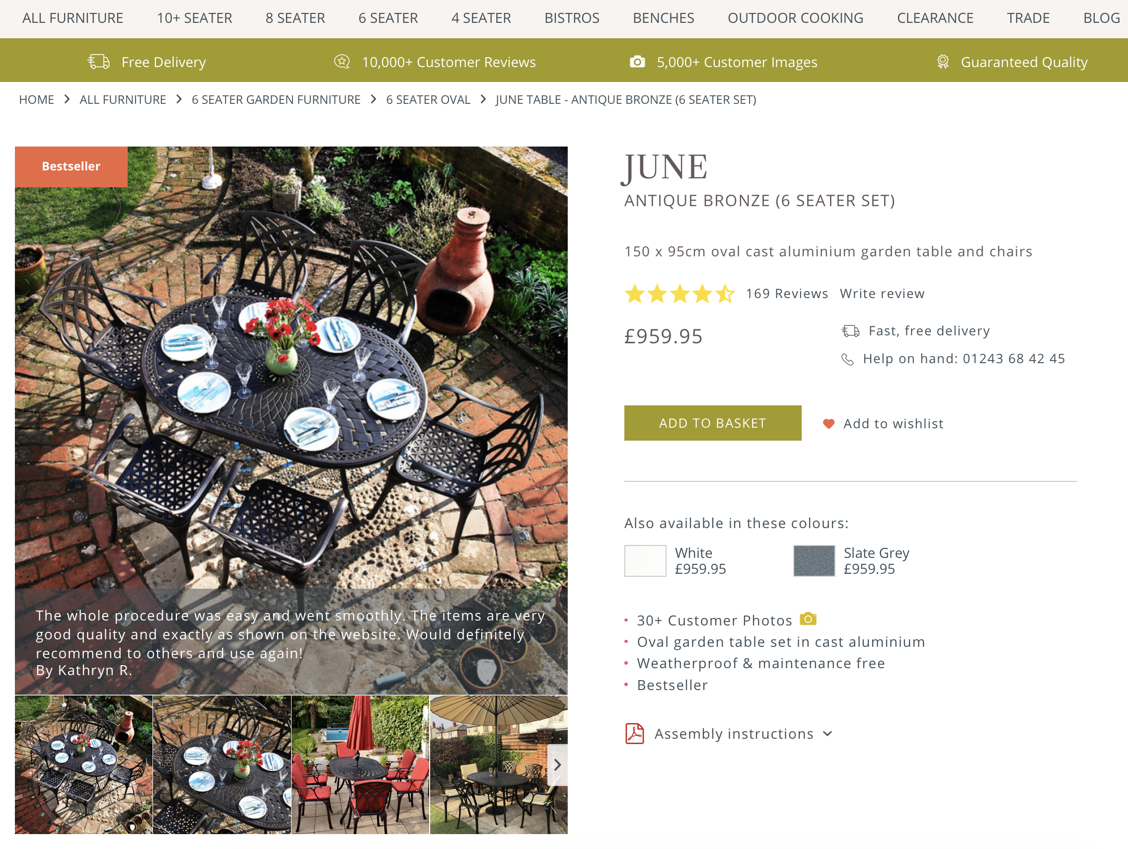 June Garden Furniture Set Product Page