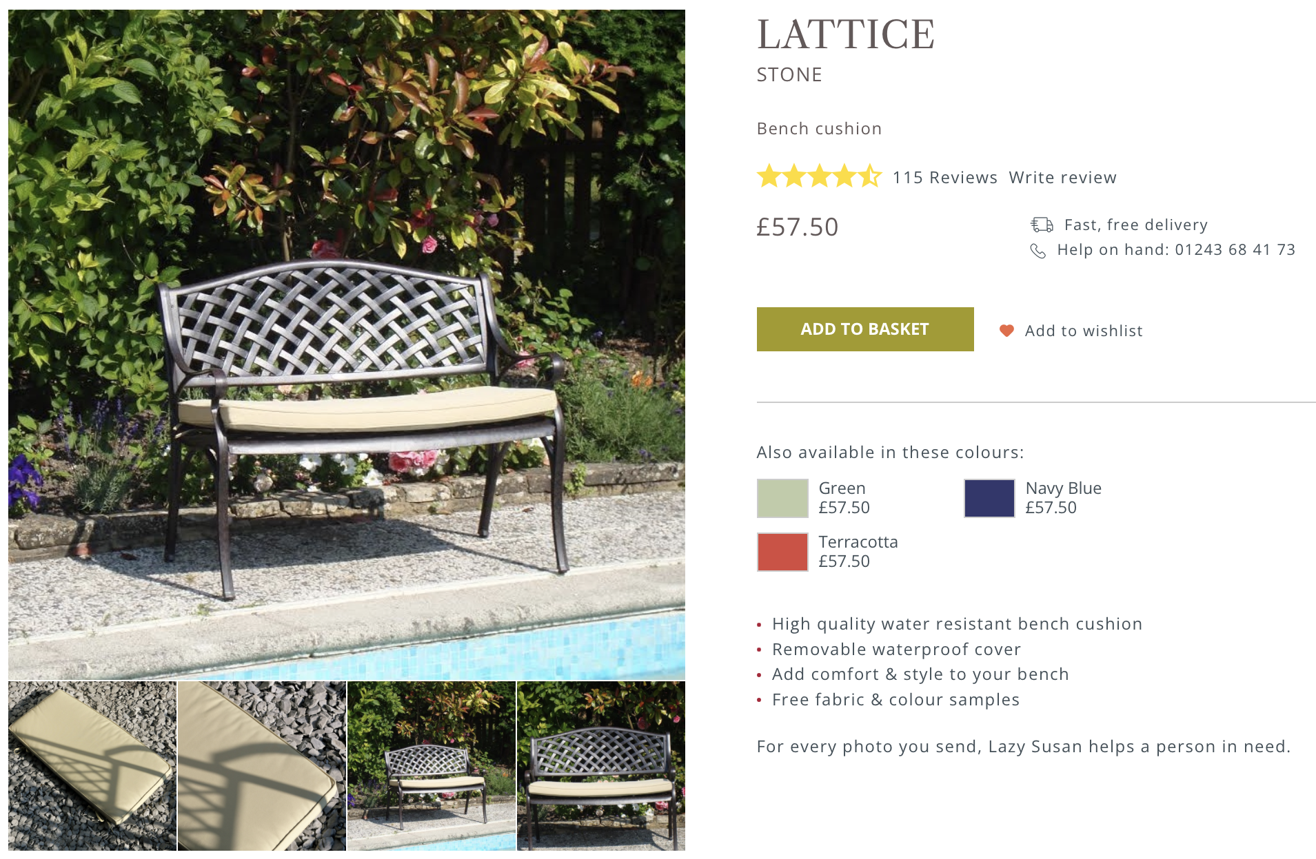 Lattice Bench Outdoor Furniture Cushions