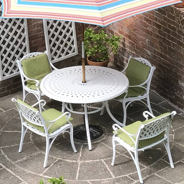 Alice White 4 Seater Round Garden Or, What Kind Of Paint Do You Use On Aluminium Garden Furniture
