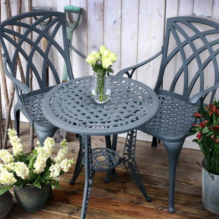 Ivy Metal Garden Bistro Table 2 Chair, Outdoor Metal Bistro Chairs