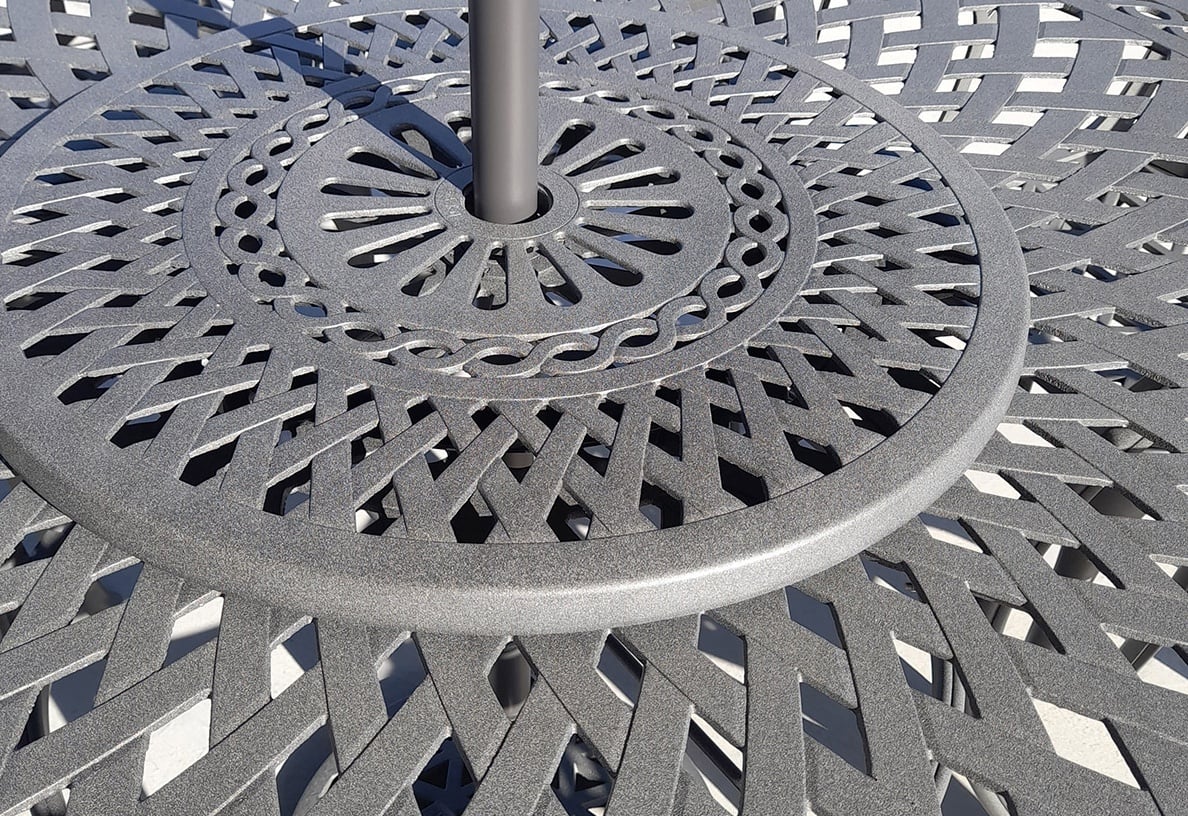 Close up of our slate grey outdoor furniture