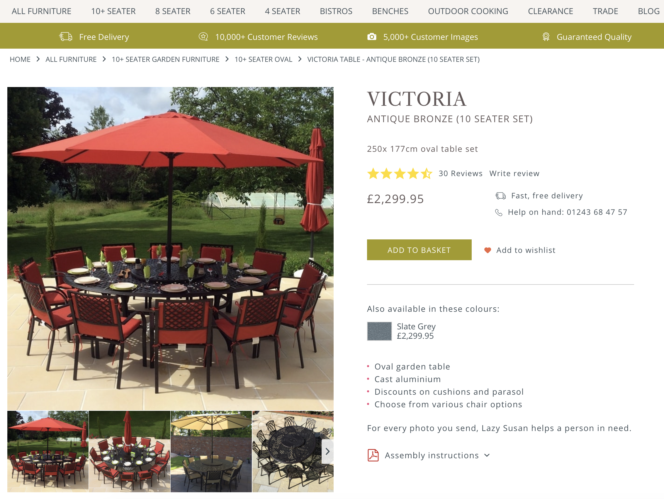 Victoria Garden Furniture Set Product Page