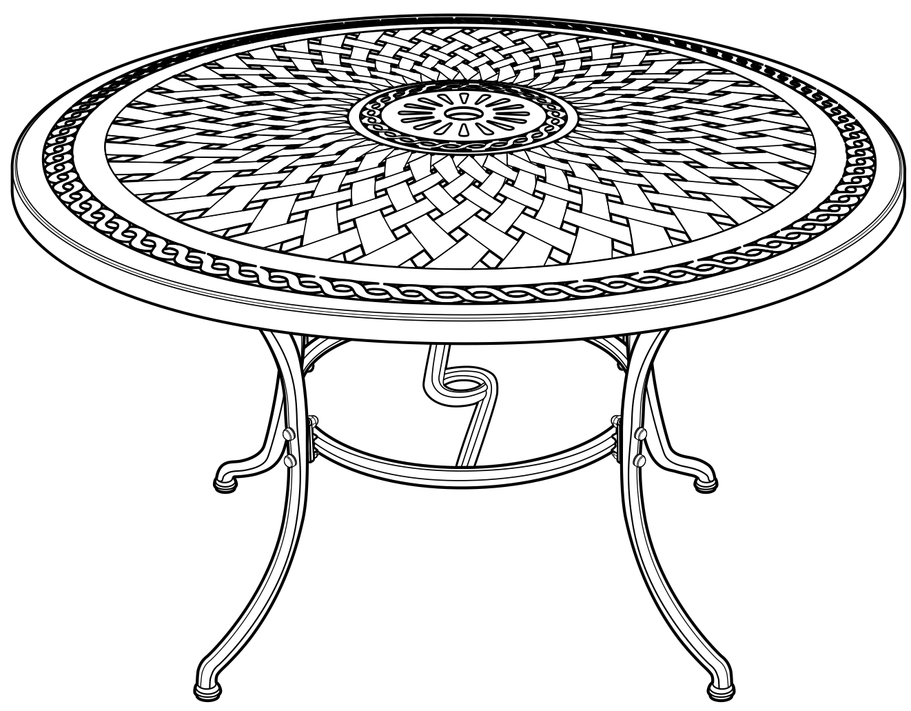 Technical Illustration of our Frances Garden Dining Tables