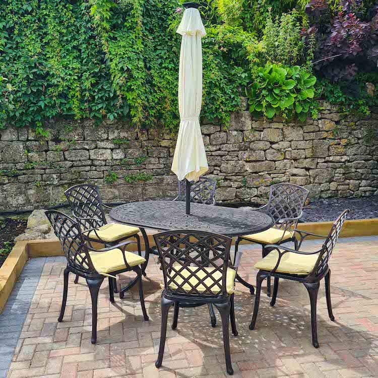 June Oval Garden Table in Antique Bronze