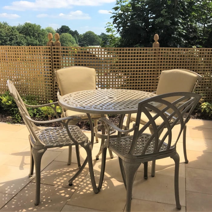 Hannah 4 Seater Patio Table Chairs, Round Metal Garden Table And 4 Chairs